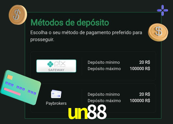 O cassino un88 oferece uma grande variedade de métodos de pagamento